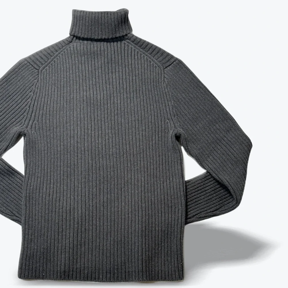 Banana Republic Turtleneck Sweater Mens Large L Stretch Ribbed Gray Cotton Blend